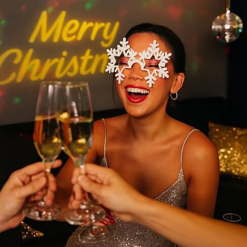 LOGOFUN 5 Pairs of Snowflake Shape Glasses Christmas Snowflake Eyeglasses Rimless Snowflake Eyewear Prop Fashion Xmas Party Glaases Frame - White in Saudi Arabia