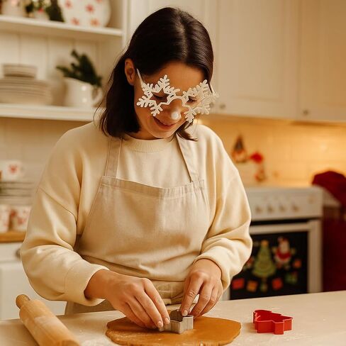 LOGOFUN 5 Pairs of Snowflake Shape Glasses Christmas Snowflake Eyeglasses Rimless Snowflake Eyewear Prop Fashion Xmas Party Glaases Frame - White in Saudi Arabia