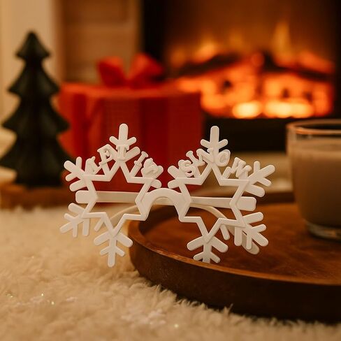 LOGOFUN 5 Pairs of Snowflake Shape Glasses Christmas Snowflake Eyeglasses Rimless Snowflake Eyewear Prop Fashion Xmas Party Glaases Frame - White in Saudi Arabia