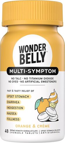 Wonderbelly Multi-Symptom Medicine, Anti-Diarrhea & Upset Stomach Relief with Bismuth Subsalicylate, Vanilla Bean, 48 Chewable Tablets in Saudi Arabia