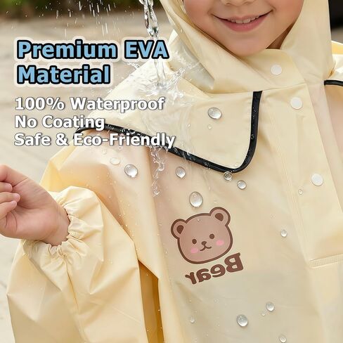 Rain Poncho for Kids & Toddlers(Ages 3-10) – Cape-Style Raincoat for School, Fits Over Backpack & Winter Clothes in Saudi Arabia