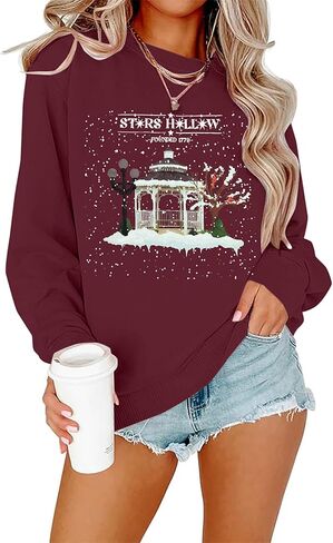 Womens Crewneck Sweatshirt Winter Snow Pullover Casual Fit Long Sleeve Sweatshirt in Kuwait