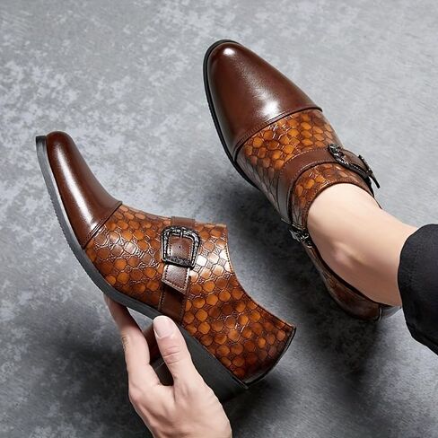 Men's Fashionable Leather Shoes, with Rubber Sole, are Suitable for Attending Parties, Weddings and Daily outings. in Saudi Arabia