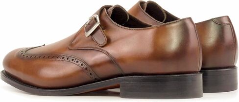 Laspa3 - Classic Brown Single Monk Strap Office Dress Shoes for Men Caramel Brown / 6.5 / Standard in Saudi Arabia