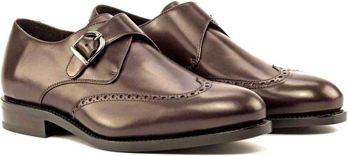 Laspa3 - Classic Brown Single Monk Strap Office Dress Shoes for Men Caramel Brown / 6.5 / Standard in Saudi Arabia