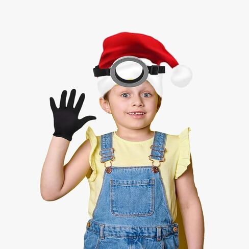 Santa Hat Set 3pc - Goggles Glasses/Christmas Hat/Gloves for Men Women Cosplay Party Set 1 Red in Saudi Arabia