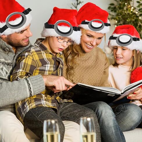 Santa Hat Set 3pc - Goggles Glasses/Christmas Hat/Gloves for Men Women Cosplay Party Set 1 Red in Saudi Arabia