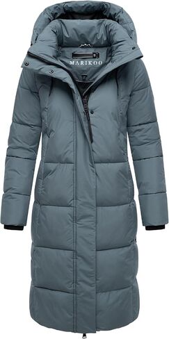 Marikoo Women's Long Winter Coat with Hood - Knee-Length Quilted Puffer Jacket - Water-Repellent - Chumanii XVI S-XXL in Saudi Arabia
