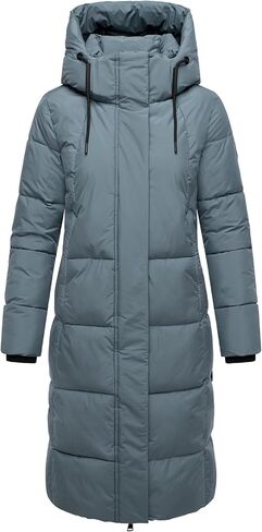 Marikoo Women's Long Winter Coat with Hood - Knee-Length Quilted Puffer Jacket - Water-Repellent - Chumanii XVI S-XXL in Saudi Arabia