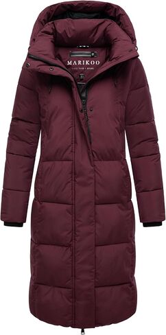 Marikoo Women's Long Winter Coat with Hood - Knee-Length Quilted Puffer Jacket - Water-Repellent - Chumanii XVI S-XXL in Saudi Arabia