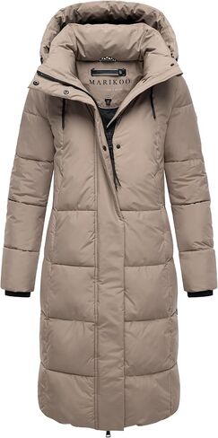 Marikoo Women's Long Winter Coat with Hood - Knee-Length Quilted Puffer Jacket - Water-Repellent - Chumanii XVI S-XXL in Saudi Arabia