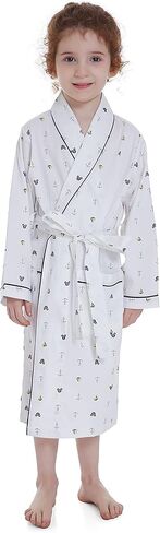 Lavenderi Toddle Kids Girls Boys 100% Cotton Kimono Lounge Bathrobe Robe, Kids Loungewear for Spa (Size 2 Toddler-14 Years) in Kuwait