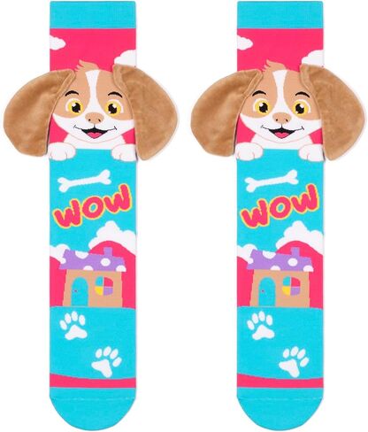 Crazy Socks for Kids - Cute Knee High Silly Socks Funny Style Colorful Cute Animal Knee High Socks for 3-12 Years Kids in Saudi Arabia