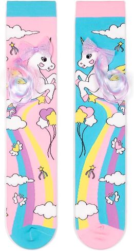 Crazy Socks for Kids - Cute Knee High Silly Socks Funny Style Colorful Cute Animal Knee High Socks for 3-12 Years Kids in Saudi Arabia