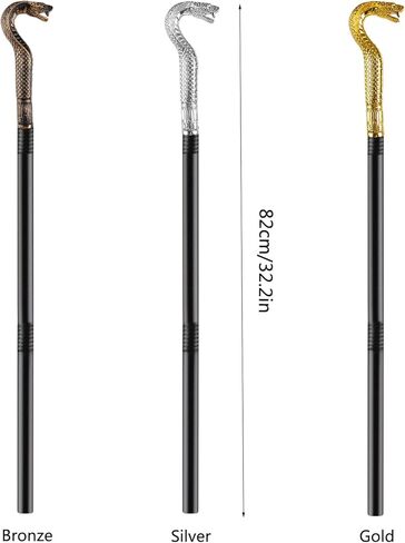 3 عبوات من زي الفرعون لعصا الأفعى للبالغين، عصا الكوبرا المصرية على شكل عصا مشي على شكل ثعبان لمستلزمات حفلات الهالوين in Kuwait