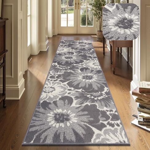 سجادة Findosom Hallway Runner مقاس 2x8، سجادة عداء غير قابلة للانزلاق عالية ومنخفضة وقابلة للغسل مع دعم مطاطي، سجادة Boho للمطبخ، المدخل، غرفة النوم، الغسيل، أسود وبيج in Saudi Arabia