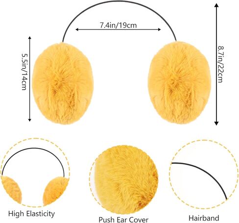 2 Pcs Adult Knit Beanie Unisex Ear Muffs Set, Winter Christmas Red Warm Knit Hat and Yellow Ear Warmers Faux Fur Ear Covers Headband for Party Outdoor Skiing Skating Christmas Gifts in Kuwait