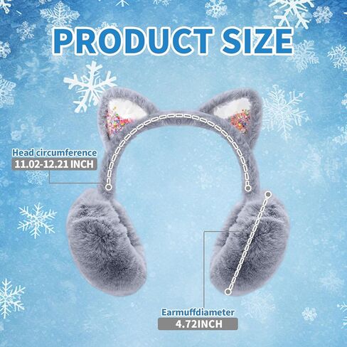 4Pcs Cute Cat Ear Earmuffs for Kids Fluffy Ear Muff for Women Foldable Fluffy Earmuffs Ear Warmer Fluffy Ear Cover Outdoor Headband Winter Accessories in Saudi Arabia
