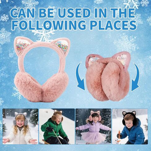 4Pcs Cute Cat Ear Earmuffs for Kids Fluffy Ear Muff for Women Foldable Fluffy Earmuffs Ear Warmer Fluffy Ear Cover Outdoor Headband Winter Accessories in Saudi Arabia