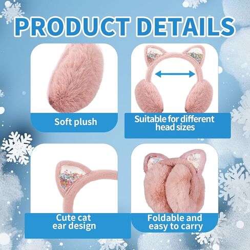 4Pcs Cute Cat Ear Earmuffs for Kids Fluffy Ear Muff for Women Foldable Fluffy Earmuffs Ear Warmer Fluffy Ear Cover Outdoor Headband Winter Accessories in Saudi Arabia