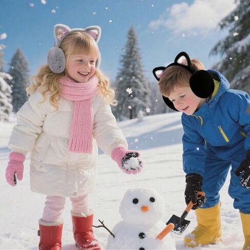 4Pcs Cute Cat Ear Earmuffs for Kids Fluffy Ear Muff for Women Foldable Fluffy Earmuffs Ear Warmer Fluffy Ear Cover Outdoor Headband Winter Accessories in Saudi Arabia