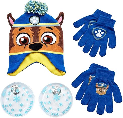 قبعة شتوية للأولاد من Nicklelodeon Paw Patrol وزوجين من القفازات أو القفازات (الأطفال الصغار/الأولاد الصغار) مقاس 4-7 سنوات، قفاز مطاردة Paw Patrol مع تدفئة اليدين in Saudi Arabia