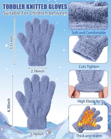 24 Pairs Toddler Winter Gloves Knitted Warm Full Fingers Fluffy Gloves Soft Lightweight Kids Mittens for Boys Girls in Saudi Arabia