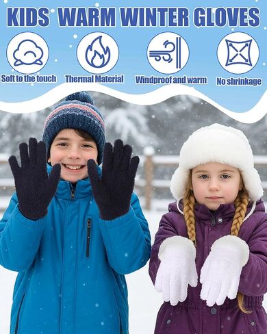 24 Pairs Toddler Winter Gloves Knitted Warm Full Fingers Fluffy Gloves Soft Lightweight Kids Mittens for Boys Girls in Saudi Arabia