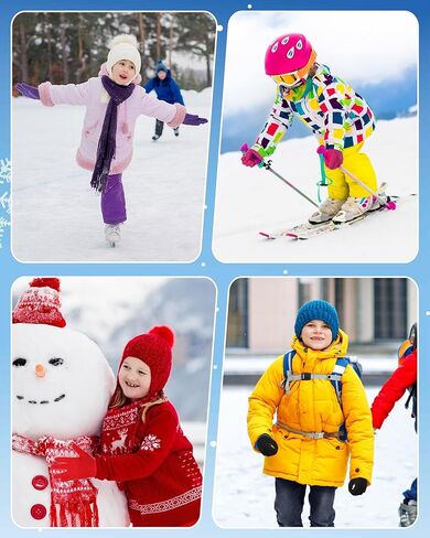 24 Pairs Toddler Winter Gloves Knitted Warm Full Fingers Fluffy Gloves Soft Lightweight Kids Mittens for Boys Girls in Saudi Arabia