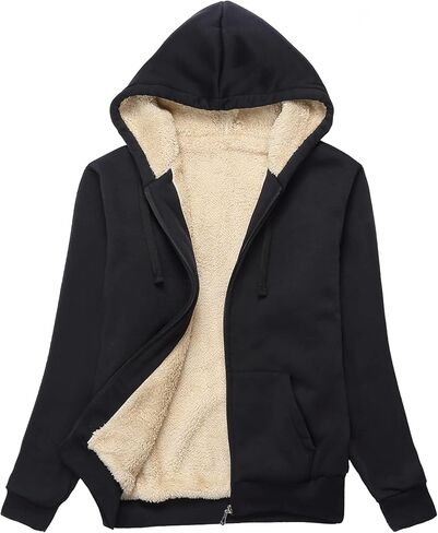 Little Beauty Womens Zip Up Hoodies Winter Thick Fleece Lined Hooded Jacket Casual Cozy Warm Sweatshirt Coat in Saudi Arabia