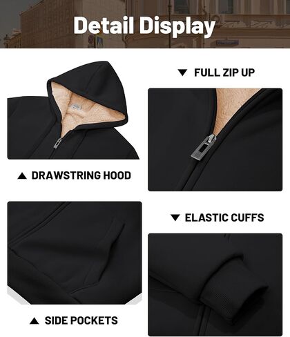 Little Beauty Womens Zip Up Hoodies Winter Thick Fleece Lined Hooded Jacket Casual Cozy Warm Sweatshirt Coat in Saudi Arabia