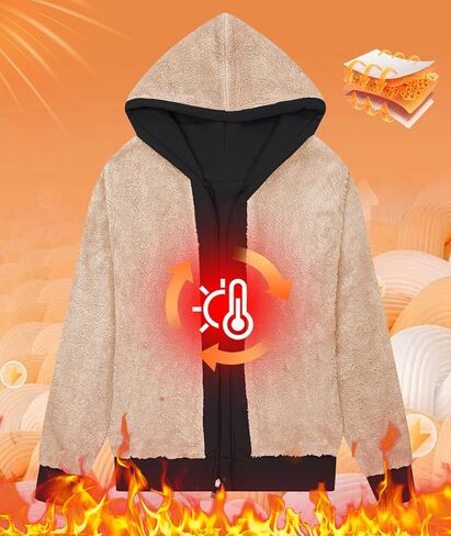 Little Beauty Womens Zip Up Hoodies Winter Thick Fleece Lined Hooded Jacket Casual Cozy Warm Sweatshirt Coat in Saudi Arabia