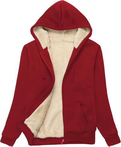 Little Beauty Womens Zip Up Hoodies Winter Thick Fleece Lined Hooded Jacket Casual Cozy Warm Sweatshirt Coat in Saudi Arabia