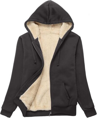 Little Beauty Womens Zip Up Hoodies Winter Thick Fleece Lined Hooded Jacket Casual Cozy Warm Sweatshirt Coat in Saudi Arabia