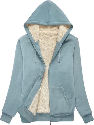 Little Beauty Womens Zip Up Hoodies Winter Thick Fleece Lined Hooded Jacket Casual Cozy Warm Sweatshirt Coat in Saudi Arabia
