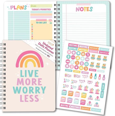 Boho غير مؤرخ Daily Planner - دفتر ديلي مخطط مخطط غير مؤرخ ، للقيام بقائمة دفتر ملاحظات لمخطط العمل ، يوميا للقيام بمخطط القائمة ، والمخططين اليوميين للنساء ، مخطط النهار ، مخطط كل ساعة غير مؤرخ in Saudi Arabia
