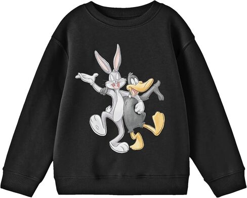 Bioworld Looney Tunes Bugs Bunny and Daffy Duck Youth Black Crew Neck Sweatshirt in Kuwait