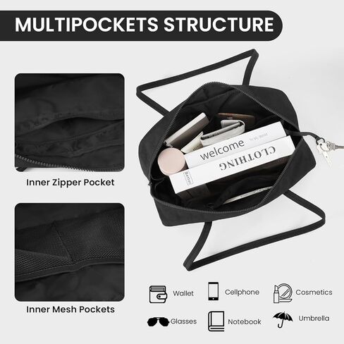 Slouchy Tote Bags Nylon Bowler Bag for Women Hobo Bags Large Shoulder Bag for Travel Work College in Kuwait