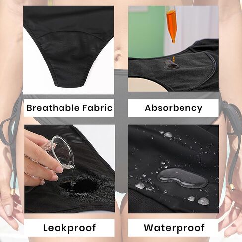 Leoparts Period Swimwear for Women Teens Black Leakproof Swim Bottoms High Waist Side Drawstring Menstrual Swimsuit Bottoms in Saudi Arabia