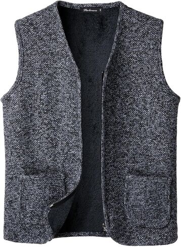Men's Knit Fleece Vest V-Neck Sleeveless Sweaters Cardigan in Saudi Arabia