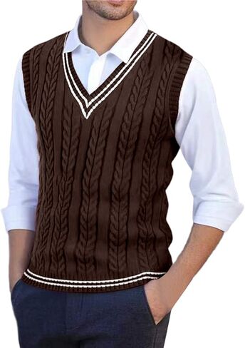 Mens Sweater Vest Casual Sleeveless V Neck Knit Pullover Tops Plus Size Loose Fit Business Casual Formal Vest Top in Saudi Arabia