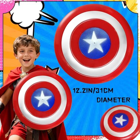 11.8 inch Captain Shield Costume,Hero Prop Cosplay Shields Toy for Halloween Party Decor,Birthday Gift,Red in Saudi Arabia