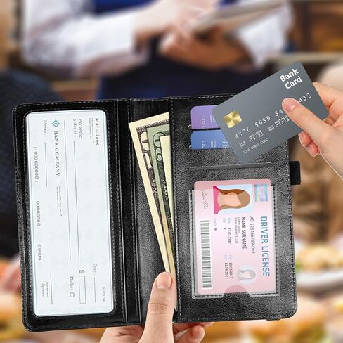 غطاء دفتر شيكات من الجلد الناعم لدفتر الشيكات الشخصي، حامل دفتر شيكات RFID للنساء مع حامل قلم وحامل بطاقات مع مقسم - اليعسوب in Saudi Arabia