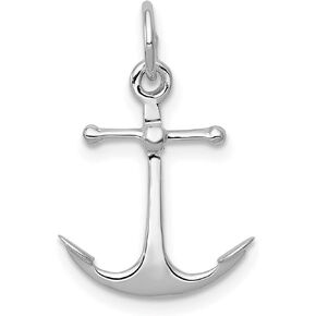 14k White Gold Anchor Pendant for Women or Unisex Wear, Polished Nautical Anchor Symbol of Faith and Hope, Christian Maritime Jewelry for Necklaces or Bracelets, Spiritual Ocean Inspired Charm in Saudi Arabia