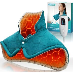 وسادة تسخين مملوءة بالجرافين للرقبة والكتفين والظهر، وسادات حرارية مرجحة لتخفيف الآلام بشكل أعمق، غلاف ساخن مع 6 إعدادات للحرارة و4 إيقاف تلقائي، هدايا عيد الميلاد للنساء والرجال والأم والأب والجدة in Kuwait