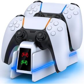 محطة شحن وحدة تحكم PS5، محطة شحن PS5 لوحدة تحكم PS5 Dualsense/Edge مع 9 ألوان RGB، قاعدة شحن سريعة PS5 وحامل وحدة تحكم لجهاز PS5/Slim/Pro in Kuwait