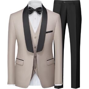 Suits for Men 3 Piece Tuxedo One Button Slim Fit Tuxedo Suit Set Shawl Lapel Blazer Jacket Vest Pants Set for Prom Business in Saudi Arabia