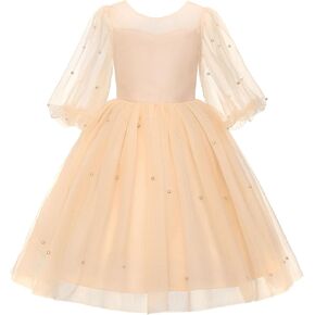 Uhnice Girls Flower Girl Dress with Puffy Sleeves Princess Tulle Gown for Wedding Birthday Party in Saudi Arabia