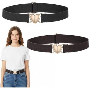 2 Pack Toddler Belt Girl, Adjustable Elastic Waist Belts With Heart Buckle, Woven Stretch Fashion Band For Toddlers And Girls, Comfortable Fit For Dresses And Pants in Kuwait