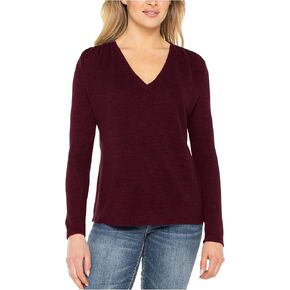 Liverpool Womens Long Sleeve V-Neck Knit Top W/Shirring in Saudi Arabia